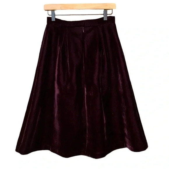 ASOS Velvet Midi Skirt Plum Size 4 - Picture 3 of 8